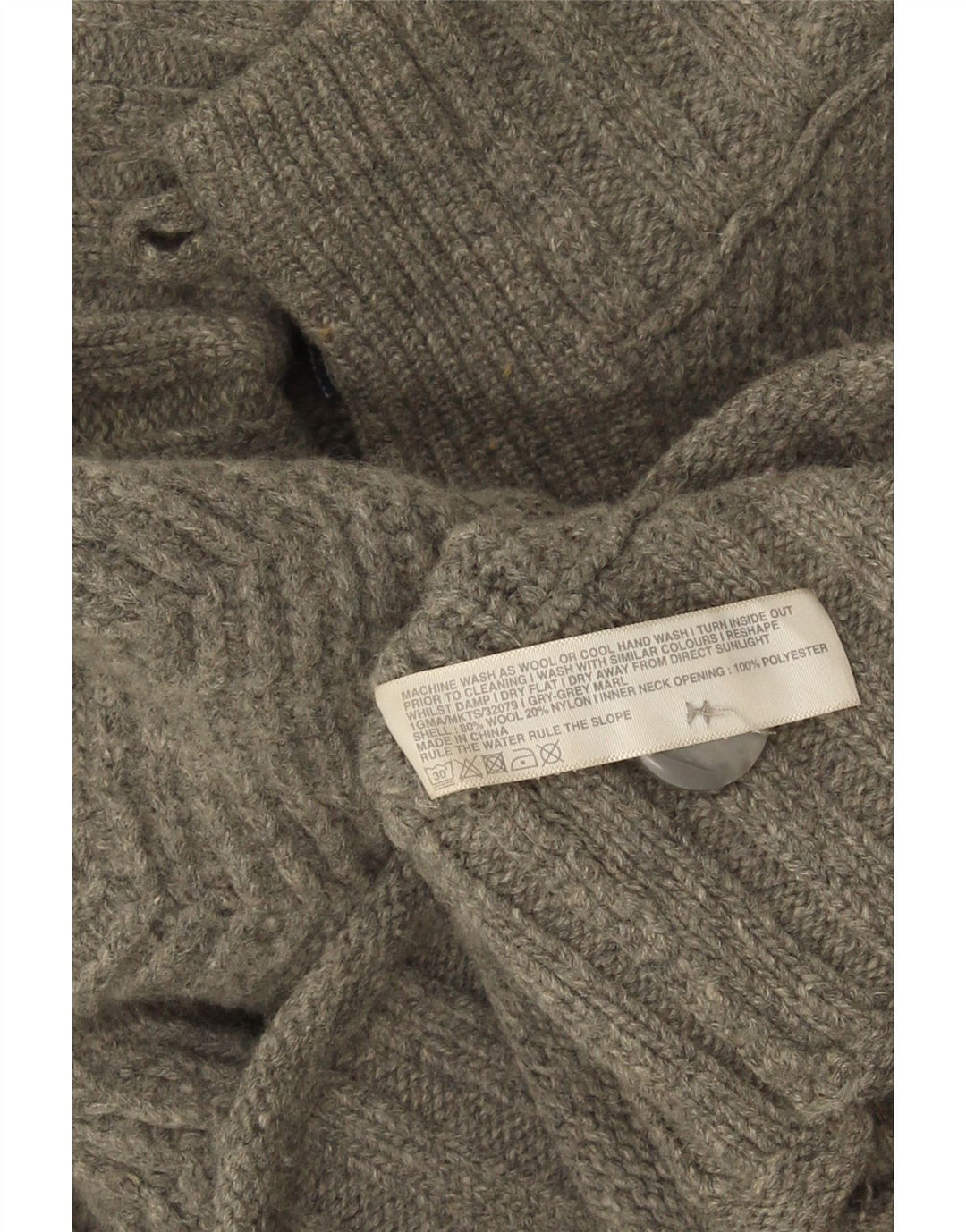 FAT FACE Maglione da uomo con collo a bottoni 2XL Lana a spina di pesce grigia