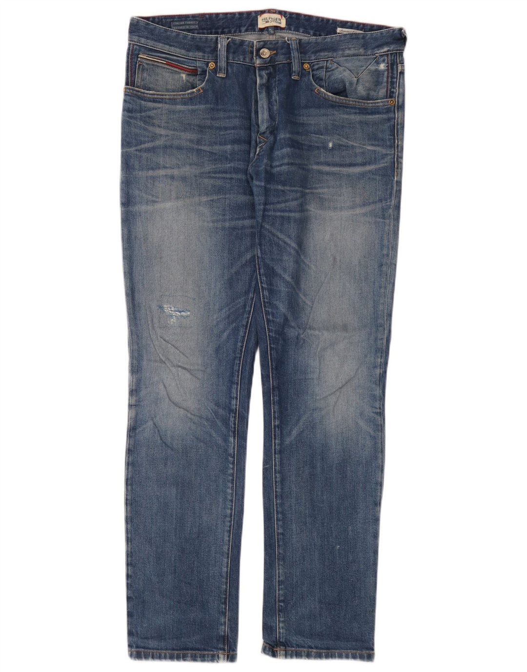 Tommy Hilfiger Uomo Distressed Jeans Slim W34 L32 Cotone Blu