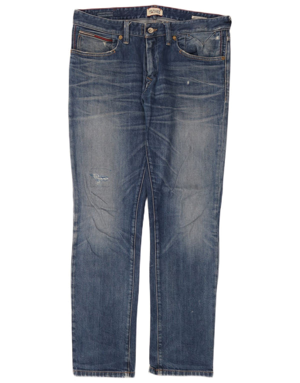 Tommy Hilfiger Uomo Distressed Jeans Slim W34 L32 Cotone Blu