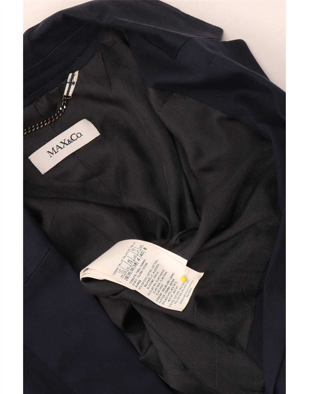 Max & Co. Giacca blazer da donna a 1 bottone UK 8 piccola in cotone blu navy