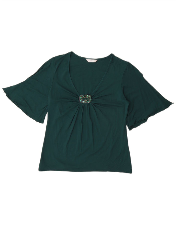 Top camicetta da donna Marks & Spencer UK 14 Viscosa verde medio