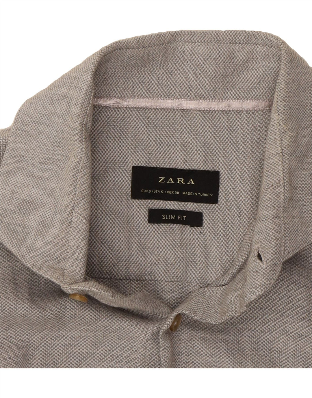 ZARA Mens Slim Fit Shirt Size 5 Small Grey Cotton Vintage Zara and Second-Hand Zara from Messina Hembry 