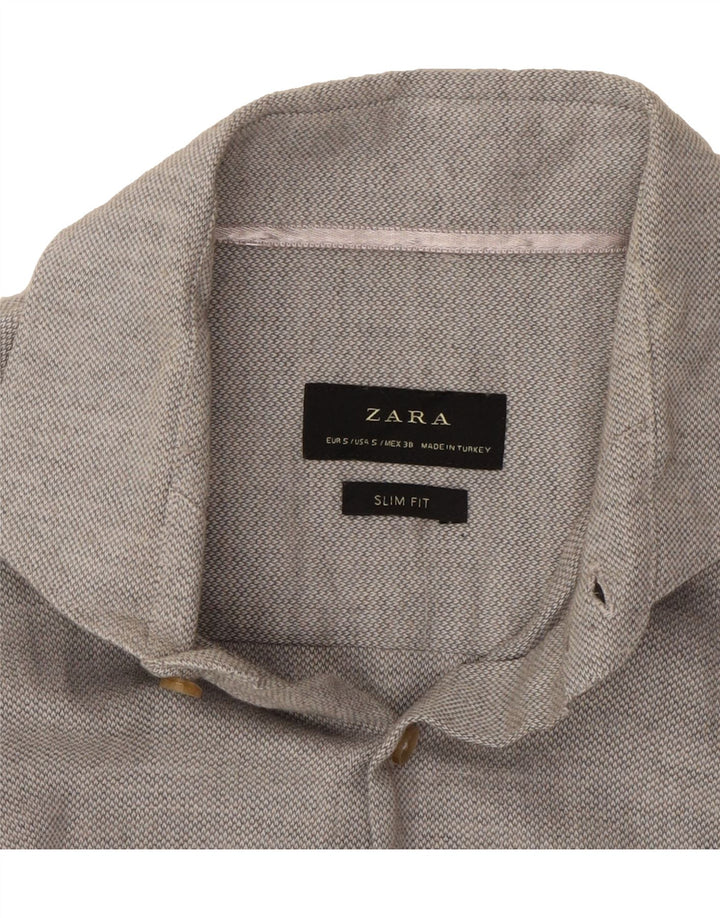 ZARA Mens Slim Fit Shirt Size 5 Small Grey Cotton Vintage Zara and Second-Hand Zara from Messina Hembry 