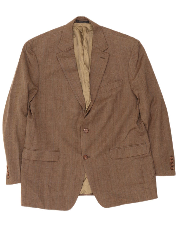Giacca blazer da uomo a 2 bottoni Ralph Lauren UK 43 grande lana a spina di pesce beige
