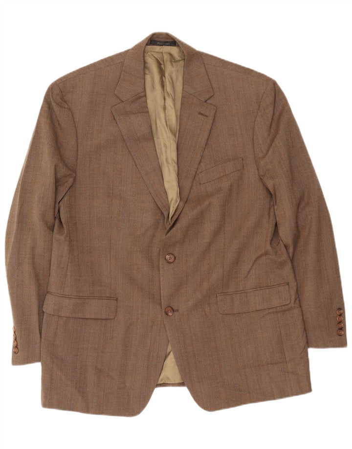 Giacca blazer da uomo a 2 bottoni Ralph Lauren UK 43 grande lana a spina di pesce beige