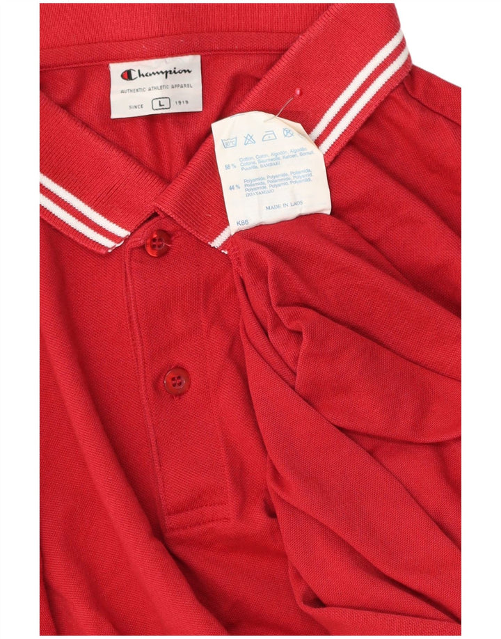 Polo da uomo CHAMPION in cotone a righe grandi rosse