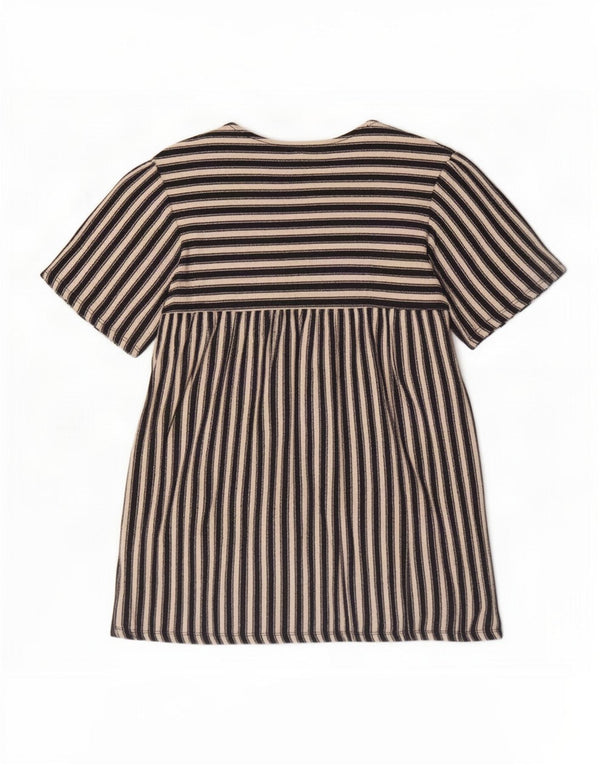 Top Zara Trafaluc camicetta da donna UK 10 piccolo cotone a righe nere