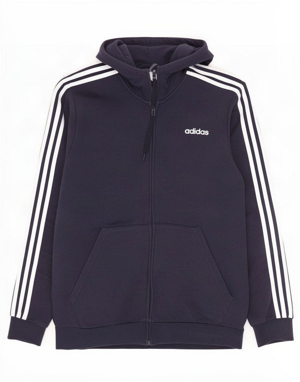 Maglione con cappuccio e zip da uomo Adidas grande in cotone blu navy