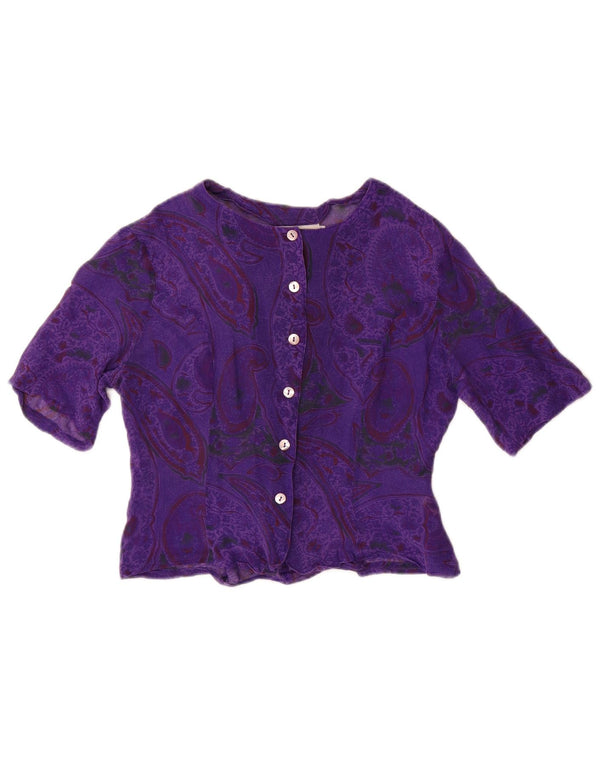i Blues Donna Camicia a maniche corte corta Camicetta UK 10 Piccolo Paisley viola