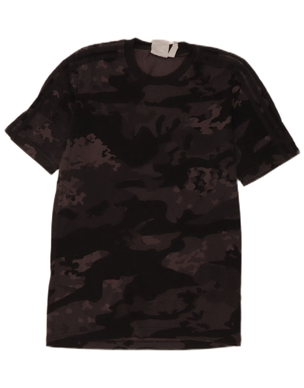 T-shirt da uomo Adidas Top XS in cotone mimetico grigio