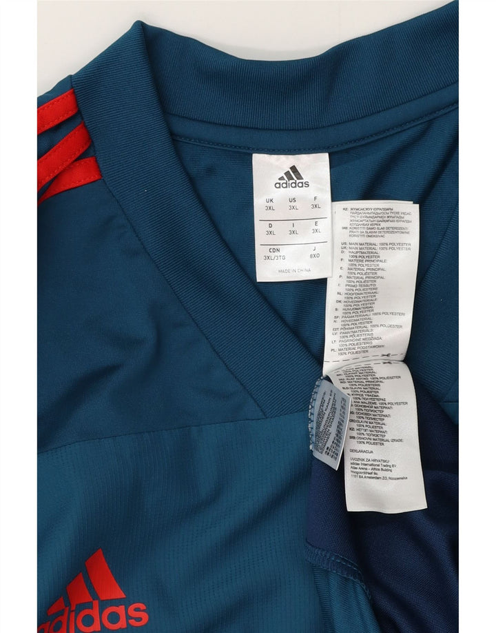 Adidas Uomo Top Manica Lunga 3XL Blu Colourblock Poliestere