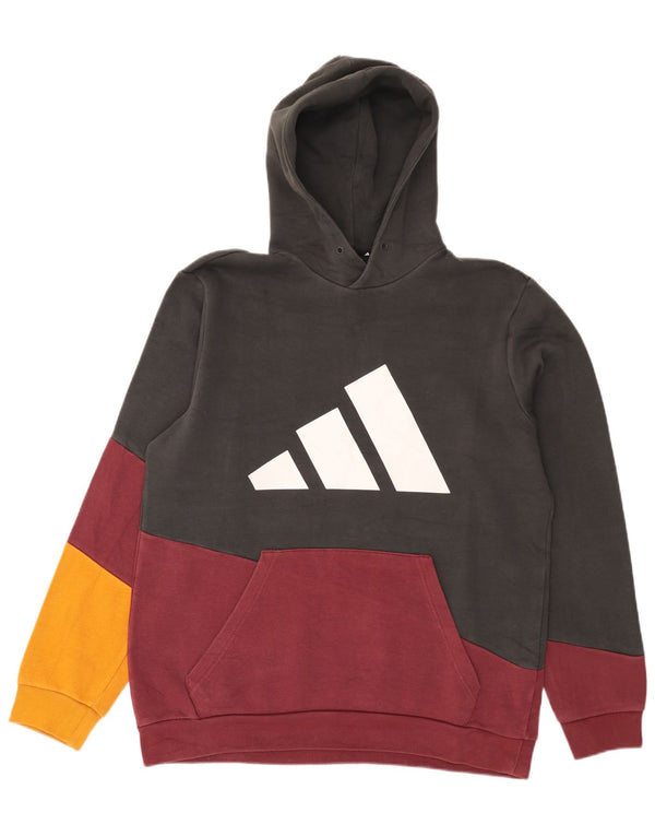 Felpa con cappuccio uomo Adidas Graphic Large colore nero a blocchi in cotone