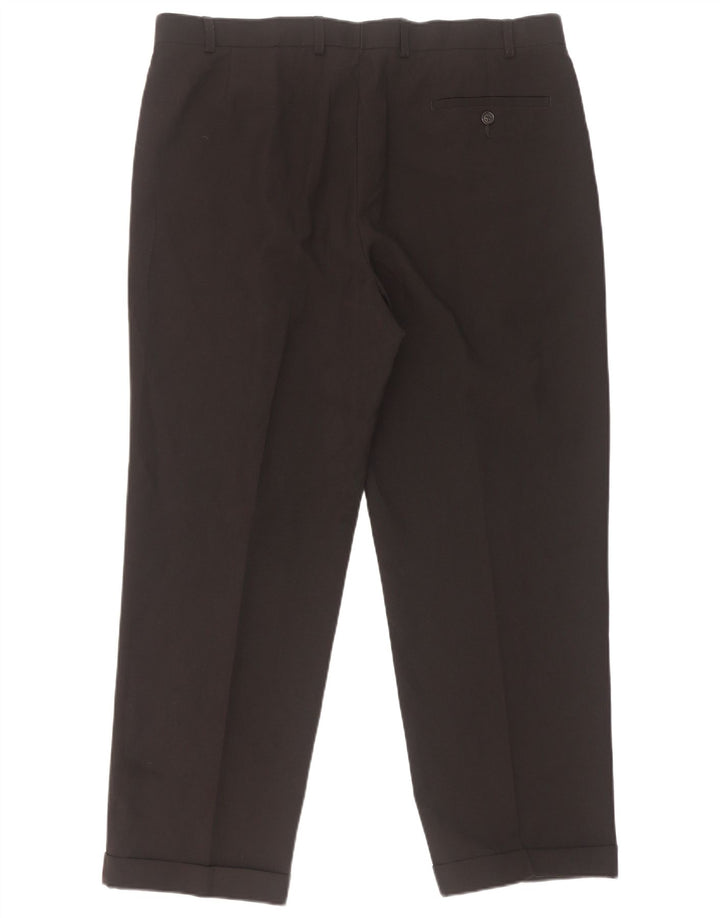 Pantaloni da abito con pegging da uomo Marks & Spencer W38 L29 poliestere nero