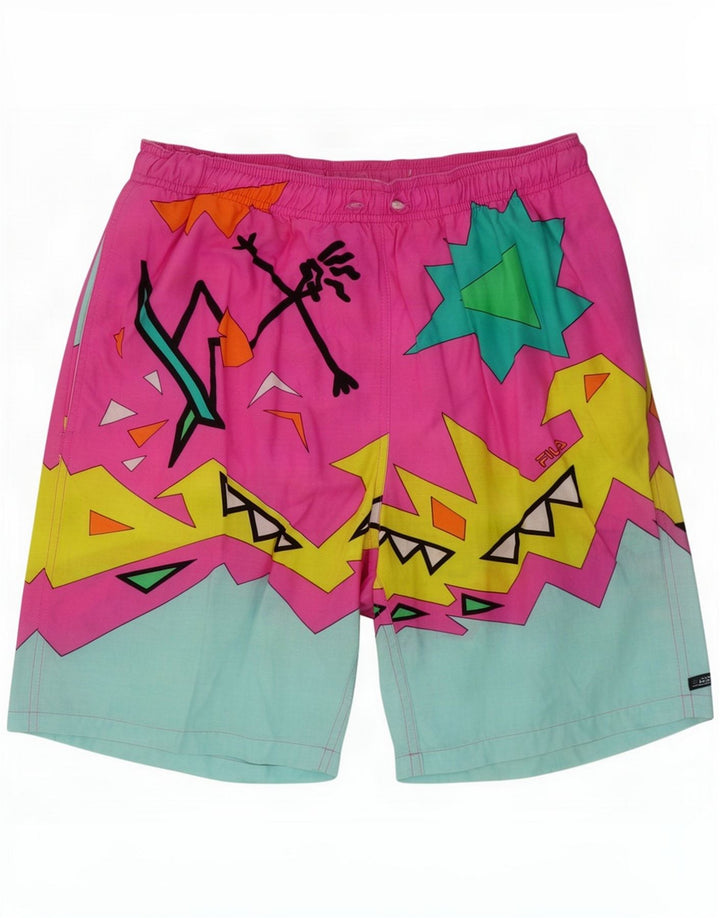 Fila Pantaloncini da bagno da uomo grandi multicolore geometrico