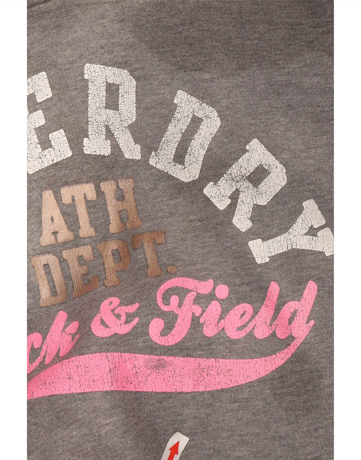Felpa con cappuccio grafica da donna Superdry UK 12 grigio medio chiazzato