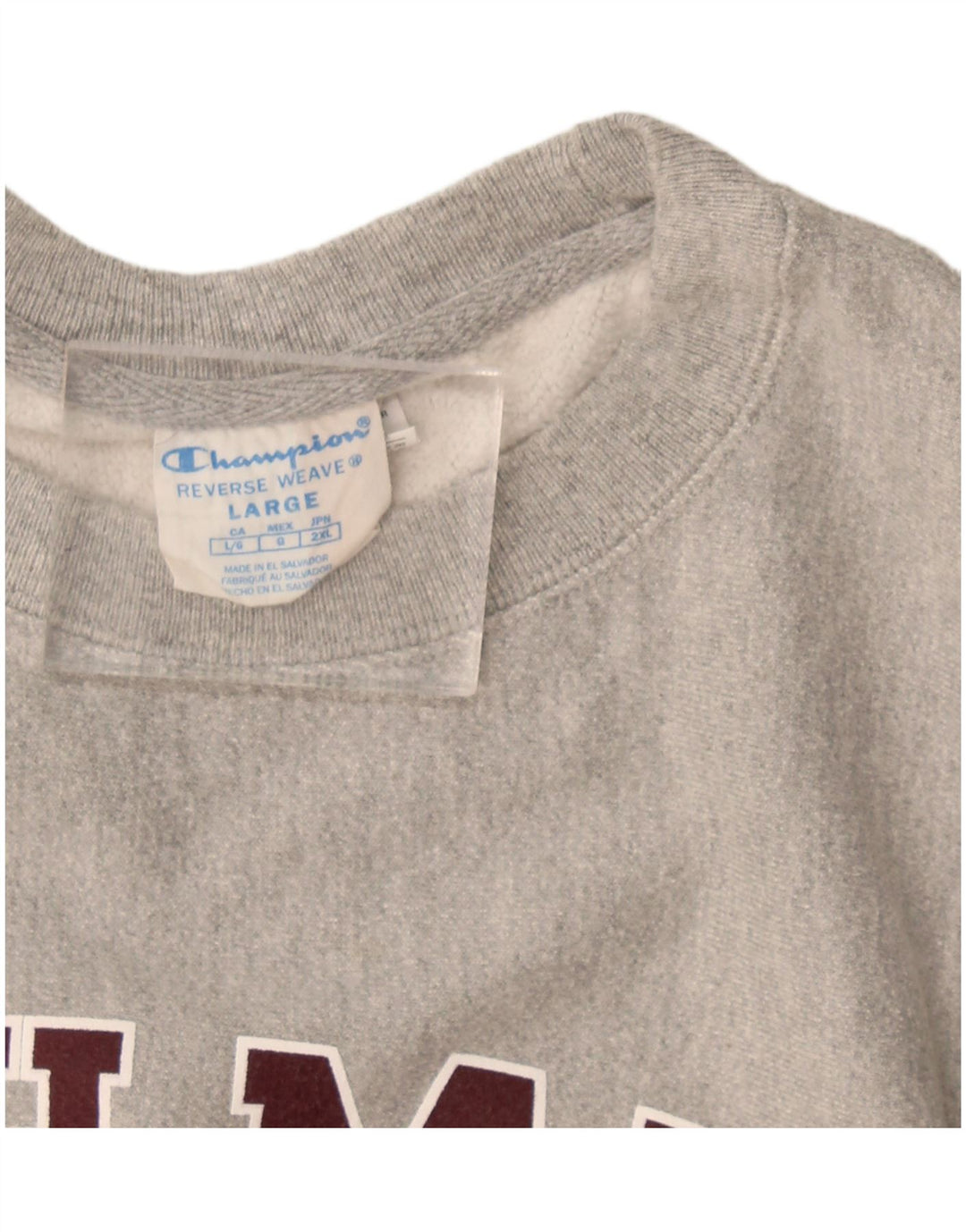 Felpa grafica da uomo Champion, maglione grande, cotone grigio