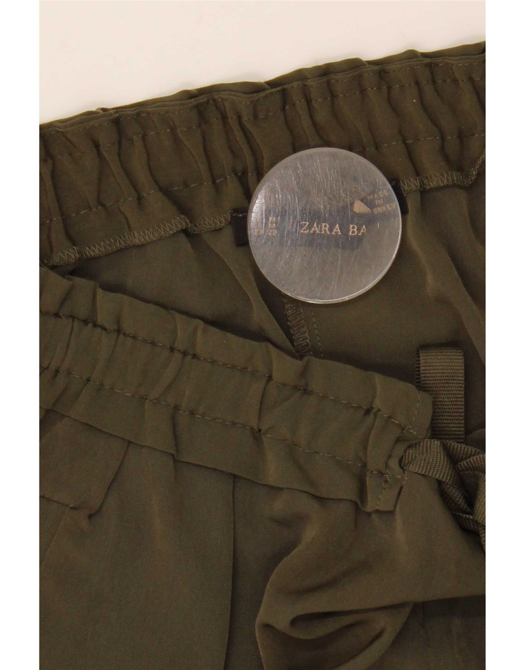 Pantaloni casual affusolati da donna Zara medi W28 L27 poliestere kaki
