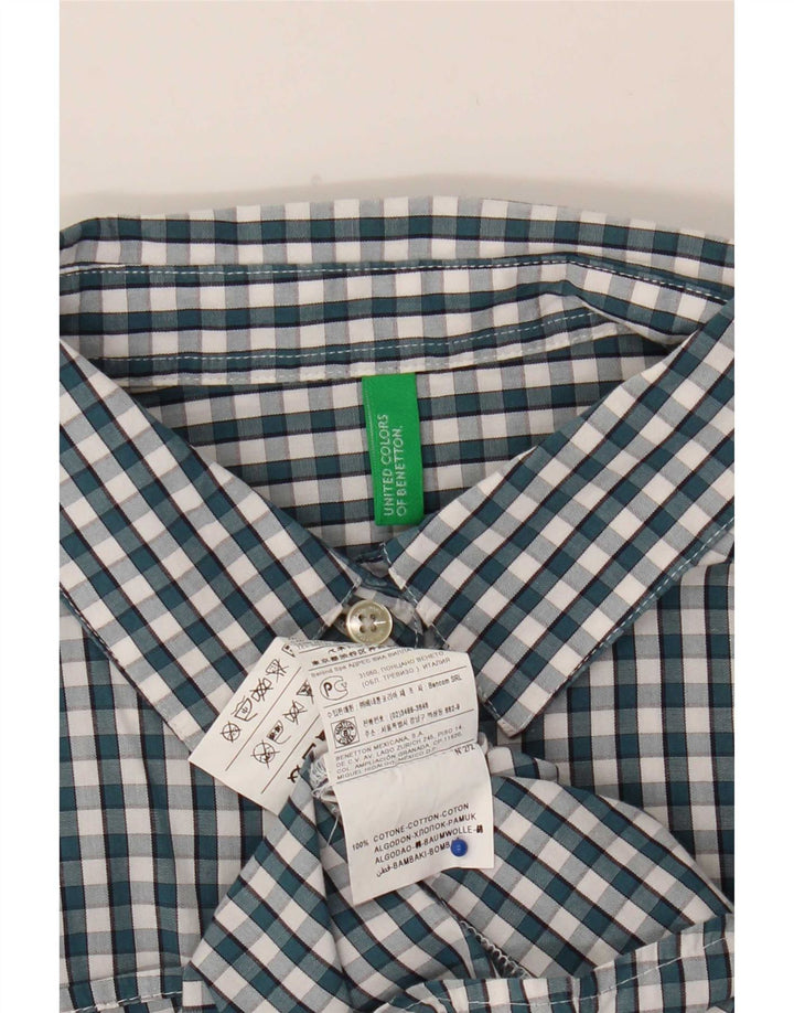Camicia da donna Benetton UK 12 Cotone a quadretti verde medio