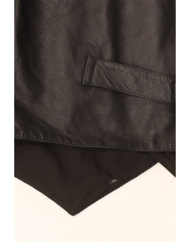 Gilet in pelle da uomo vintage medio nero