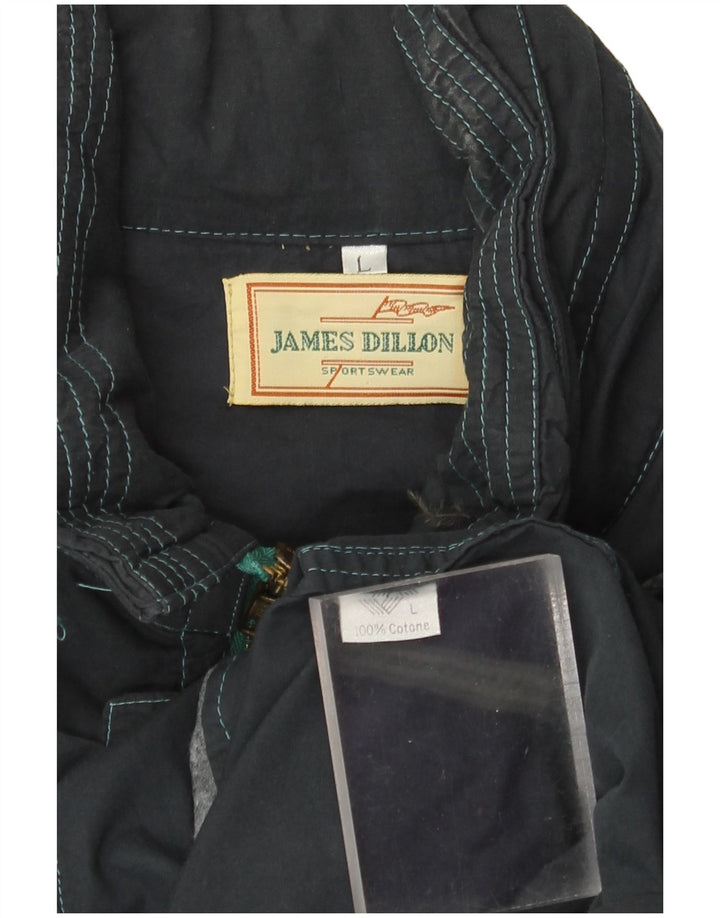 JAMES DILLON Giacca utilitaria da uomo con cappuccio UK 40 Large Blu Navy in cotone