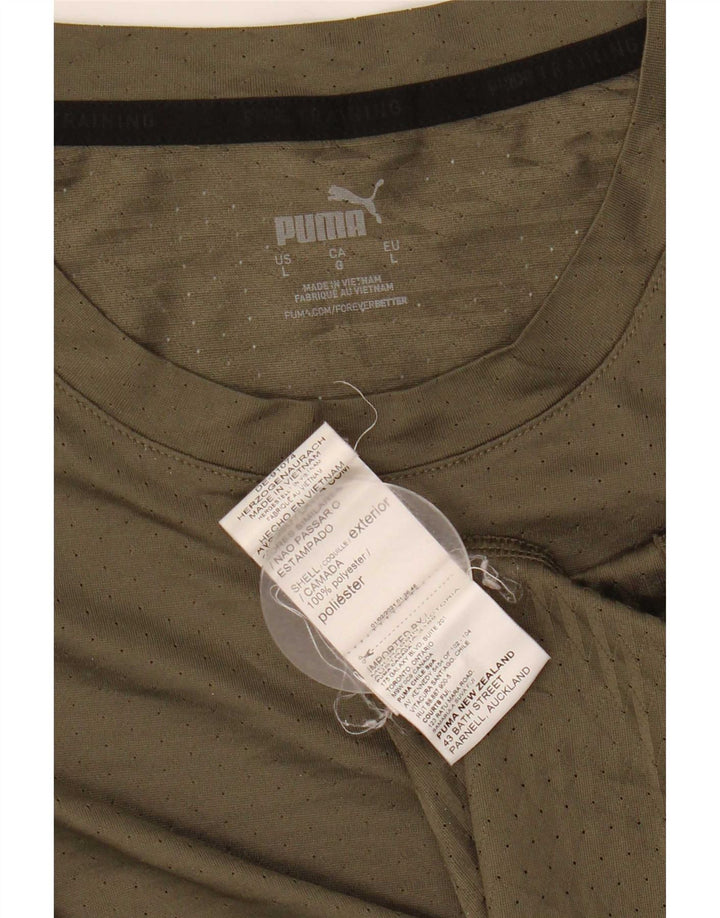 T-shirt da uomo Puma Top Large in poliestere kaki
