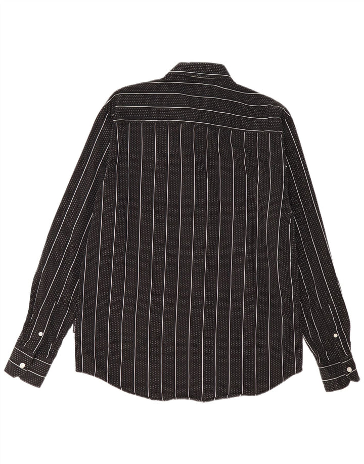 Camicia da uomo dalla vestibilità regolare Pierre Cardin in cotone a righe nere medie