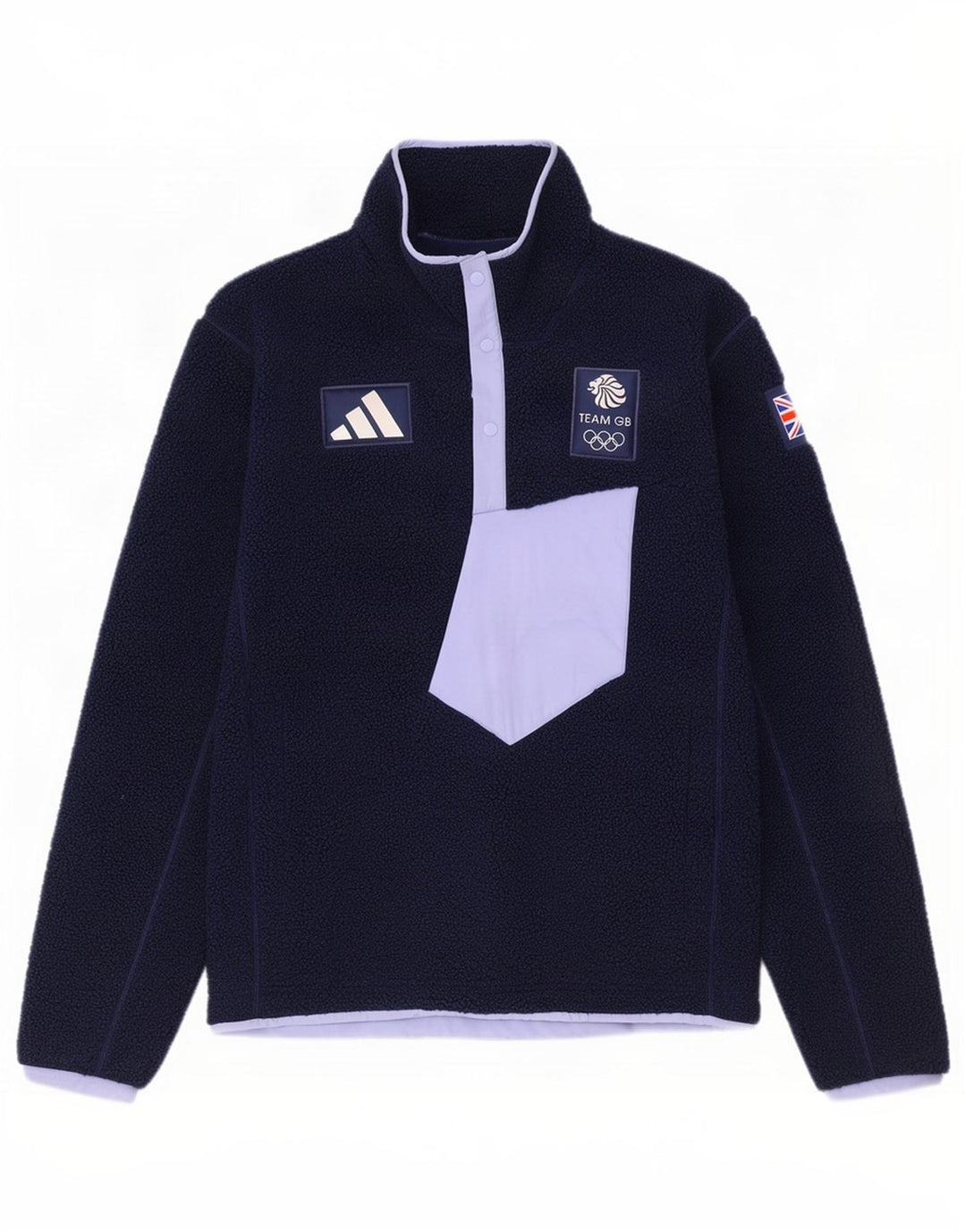 Maglione in pile Adidas Team GB da uomo con collo a bottoni, colore blu navy medio