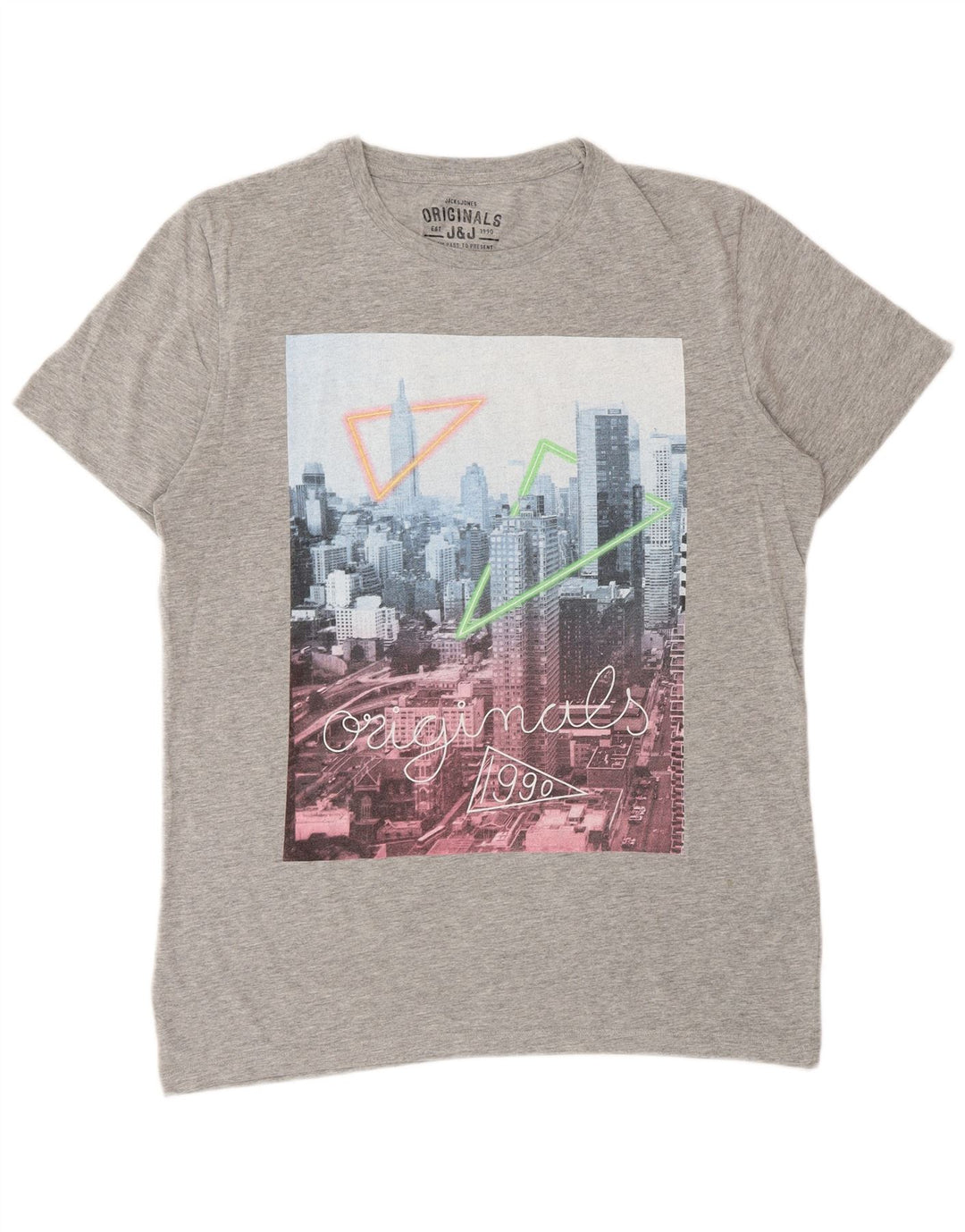 Jack & Jones T-shirt grafica da uomo grande in cotone grigio
