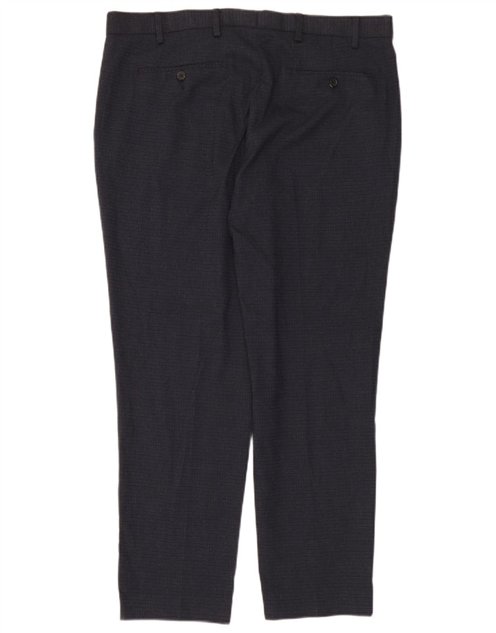 Pantaloni casual dritti da uomo Marks & Spencer W38 L29 poliestere blu navy