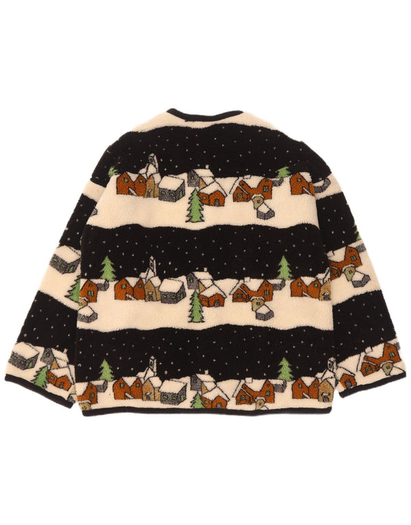 Giacca in pile vintage da donna con vestibilità novità UK 18 XL multicolore invernale