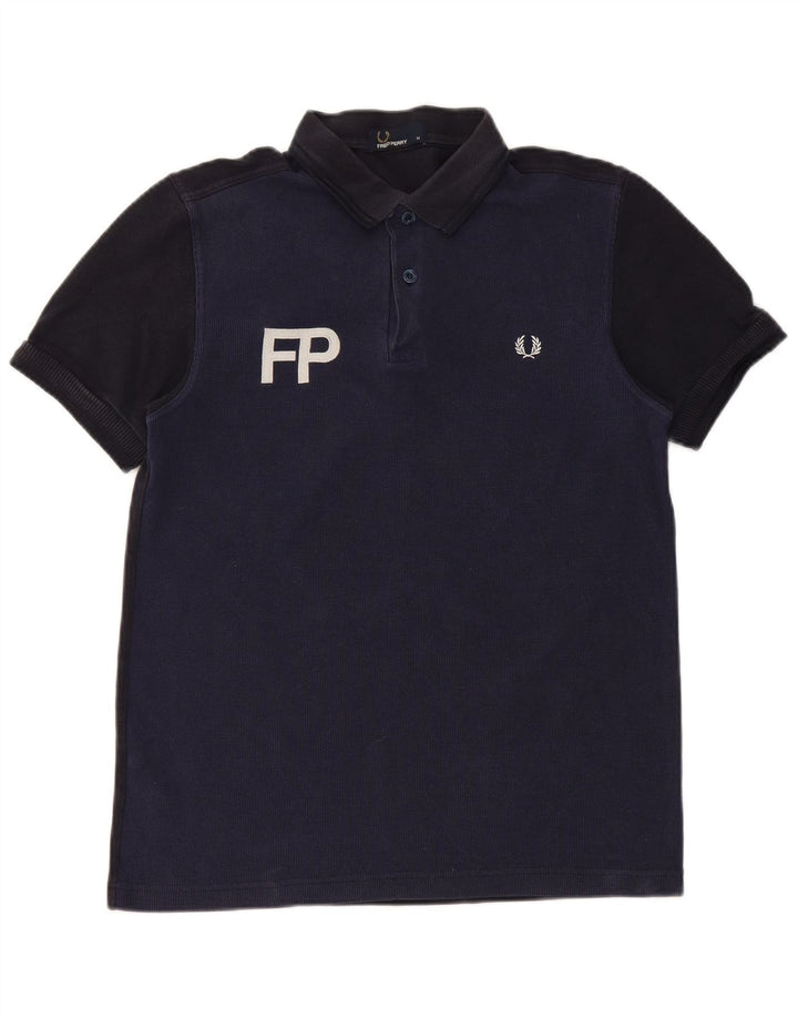 Polo grafica da uomo Fred Perry in cotone color block medio blu navy