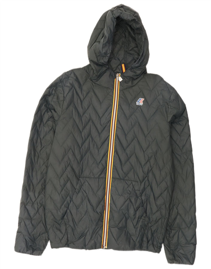 Giacca imbottita con cappuccio da uomo K-Way UK 40 Large Grigia in poliammide