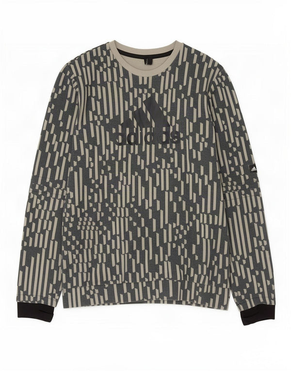Felpa grafica Adidas da ragazzo 15-16 anni in cotone geometrico grigio