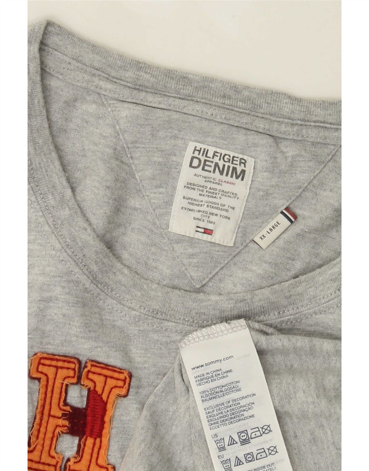 Tommy Hilfiger Uomo Graphic Top Manica Lunga 2XL Cotone Grigio