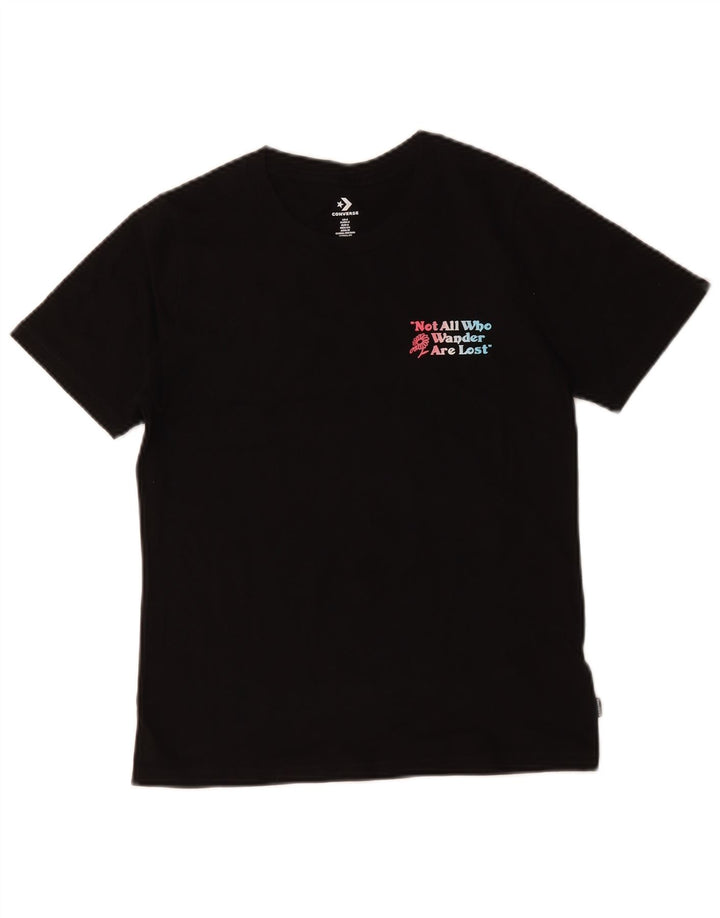 T-shirt grafica da donna Converse Top UK 10 piccola in cotone nero