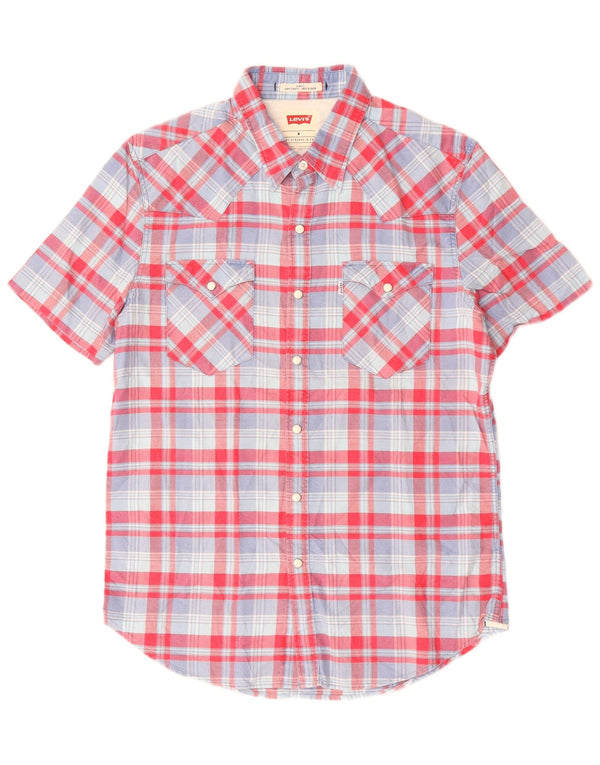 Camicia a maniche corte slim fit da uomo Levi's in cotone a quadri rosso medio