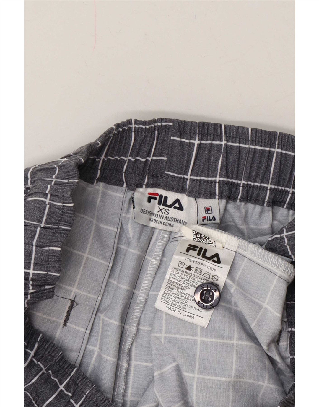 Pantaloncini sportivi Fila da uomo XS in poliestere a quadri grigi