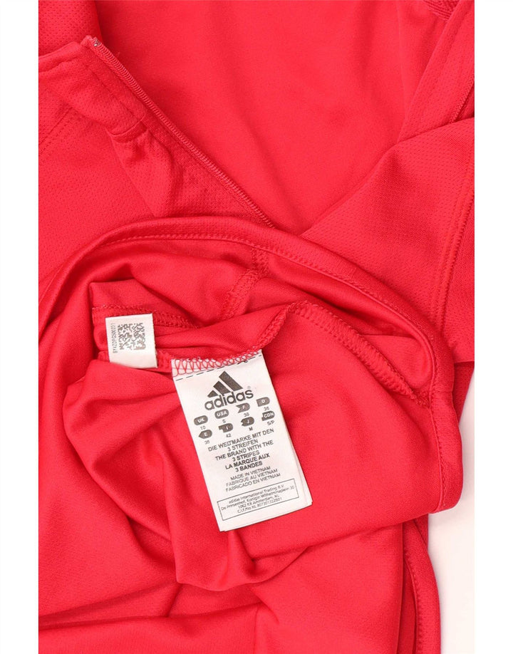 Adidas Donna Zip Neck Pullover Tuta Top UK 10 Small Rosa Poliestere