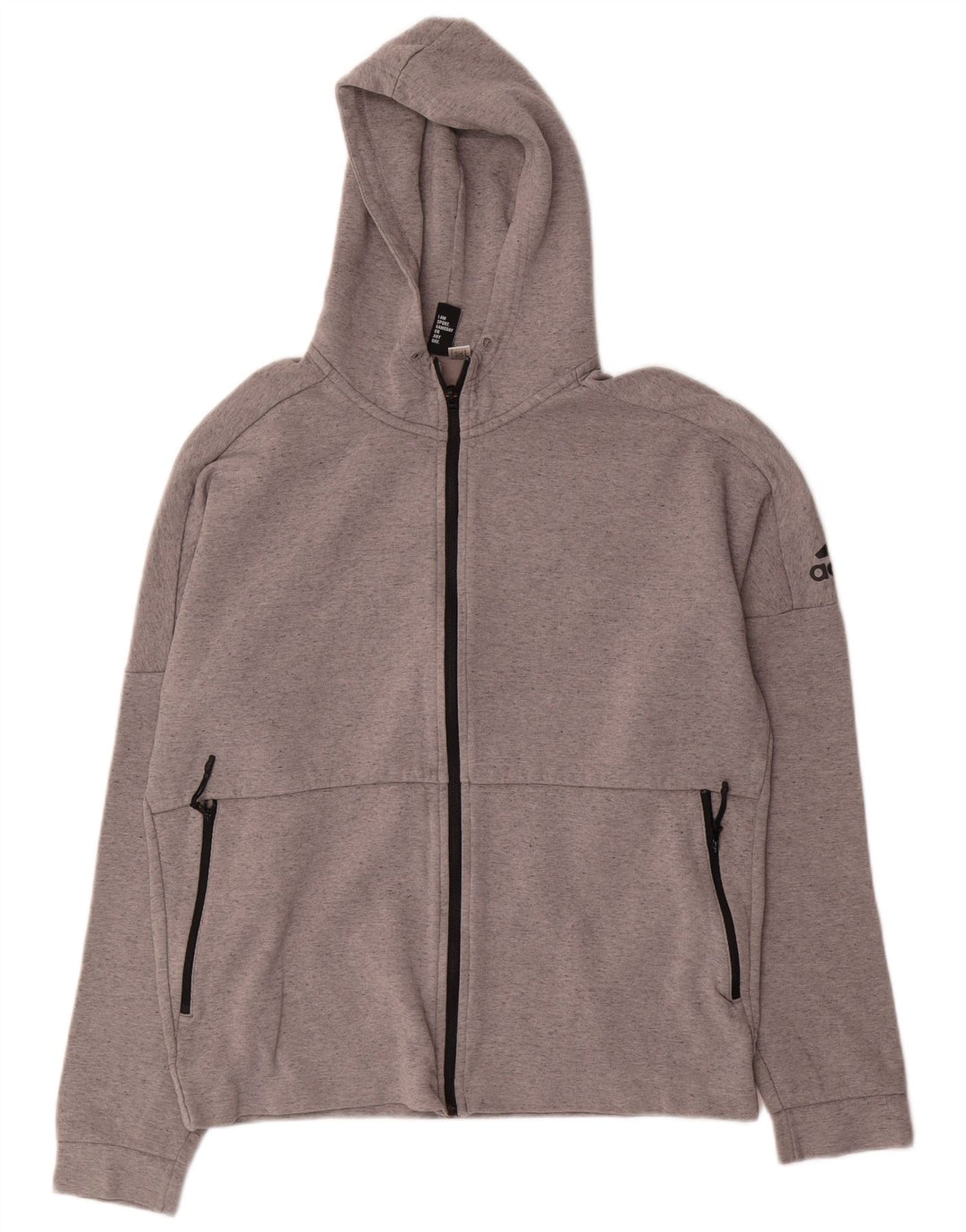 Maglione con cappuccio e zip da uomo ADIDAS grande grigio screziato
