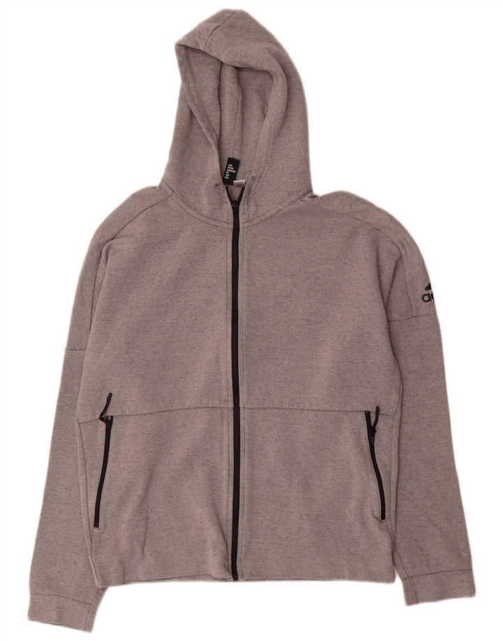 Maglione con cappuccio e zip da uomo ADIDAS grande grigio screziato