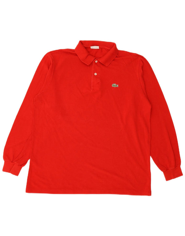 Polo LACOSTE da uomo a maniche lunghe taglia 5 grande in cotone rosso