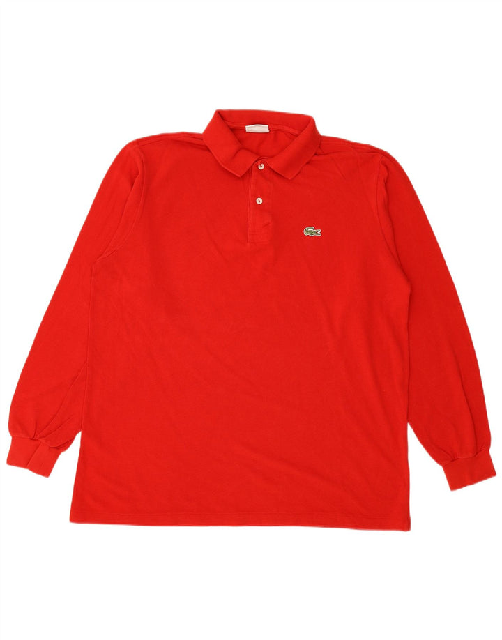 Polo LACOSTE da uomo a maniche lunghe taglia 5 grande in cotone rosso