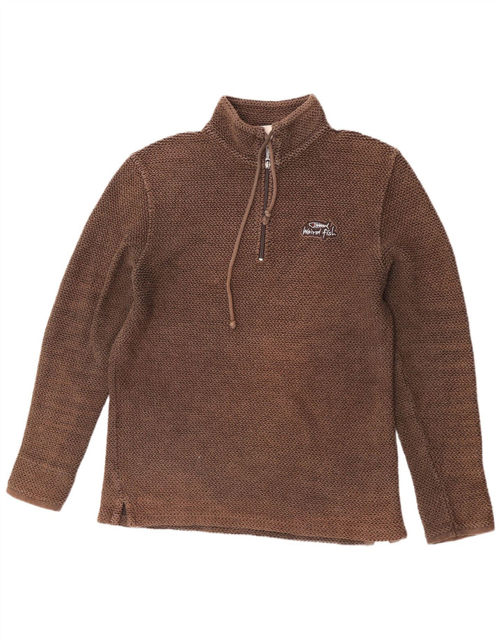 Felpa con collo con zip da uomo Weird Fish Marrone medio