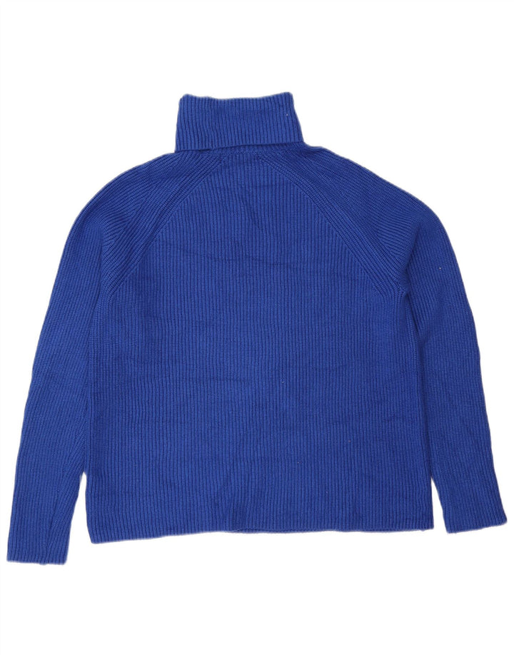 Maglione maglione a collo alto da donna Marks & Spencer UK 14 Viscosa blu medio