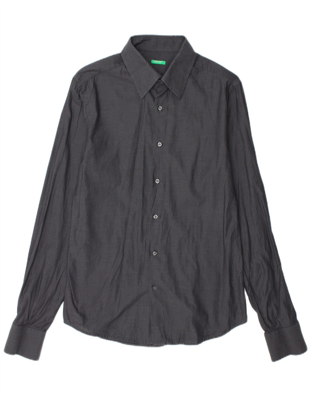 Camicia Uomo BENETTON Large in Cotone Puntinato Grigio