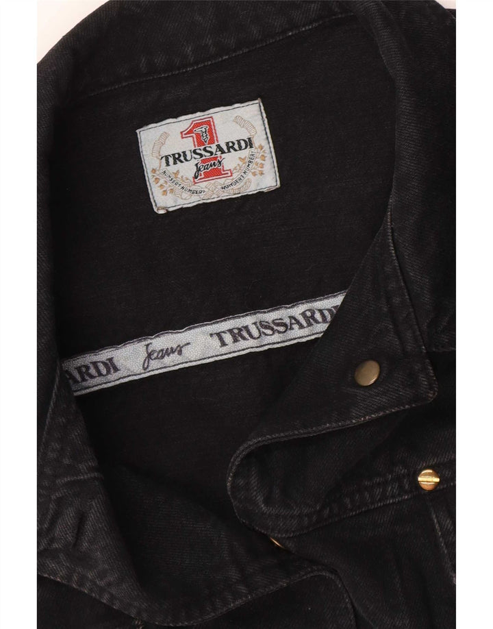 Giacca di jeans corta Trussardi da donna UK 12 media nera