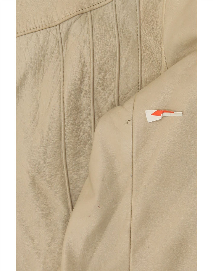 Giacca in pelle vintage da donna UK 10 piccola Beige