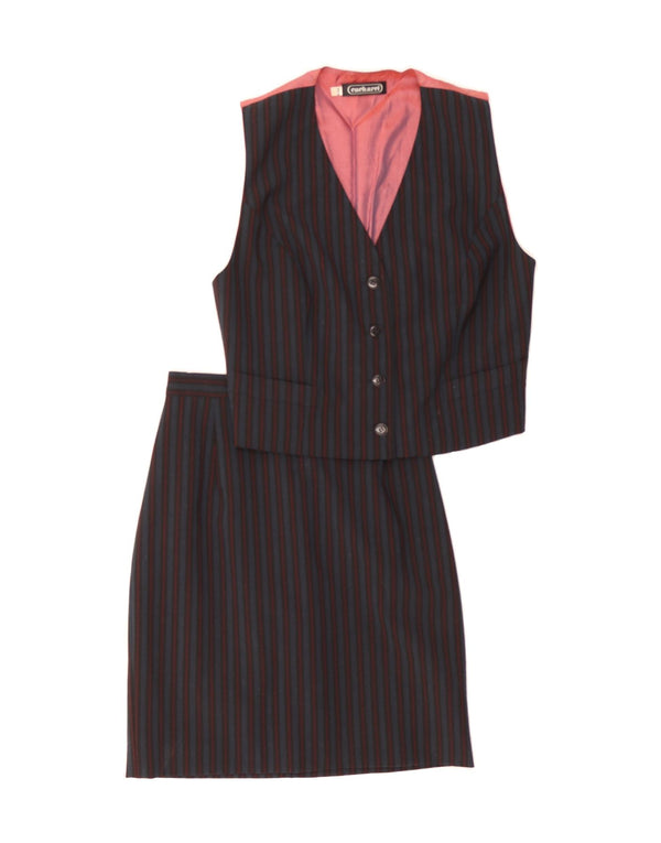 CACHAREL Womens 4 Button 2 Piece Skirt Set IT 36 XS W24 Blue Striped Wool