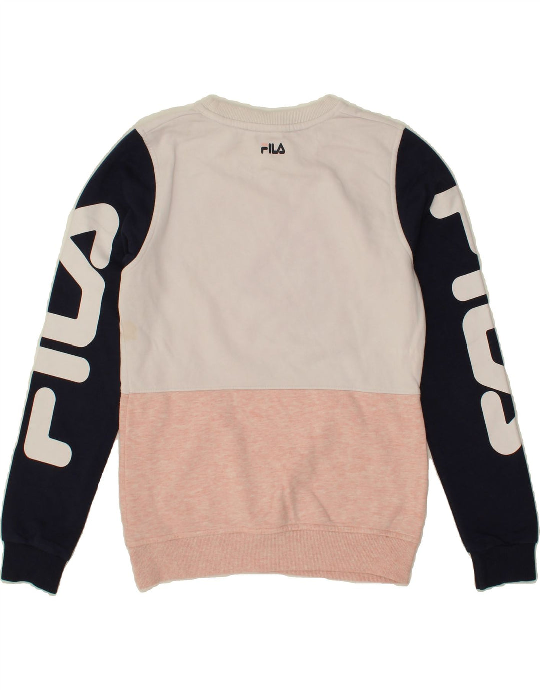 FILA Womens Sweatshirt Jumper UK 10 Small Multicoloured Colourblock Vintage Fila and Second-Hand Fila from Messina Hembry 