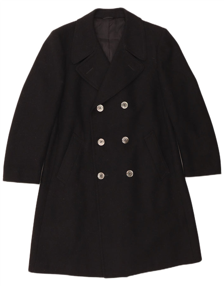 Cappotto doppiopetto vintage da uomo IT 54 2XL Lana nera